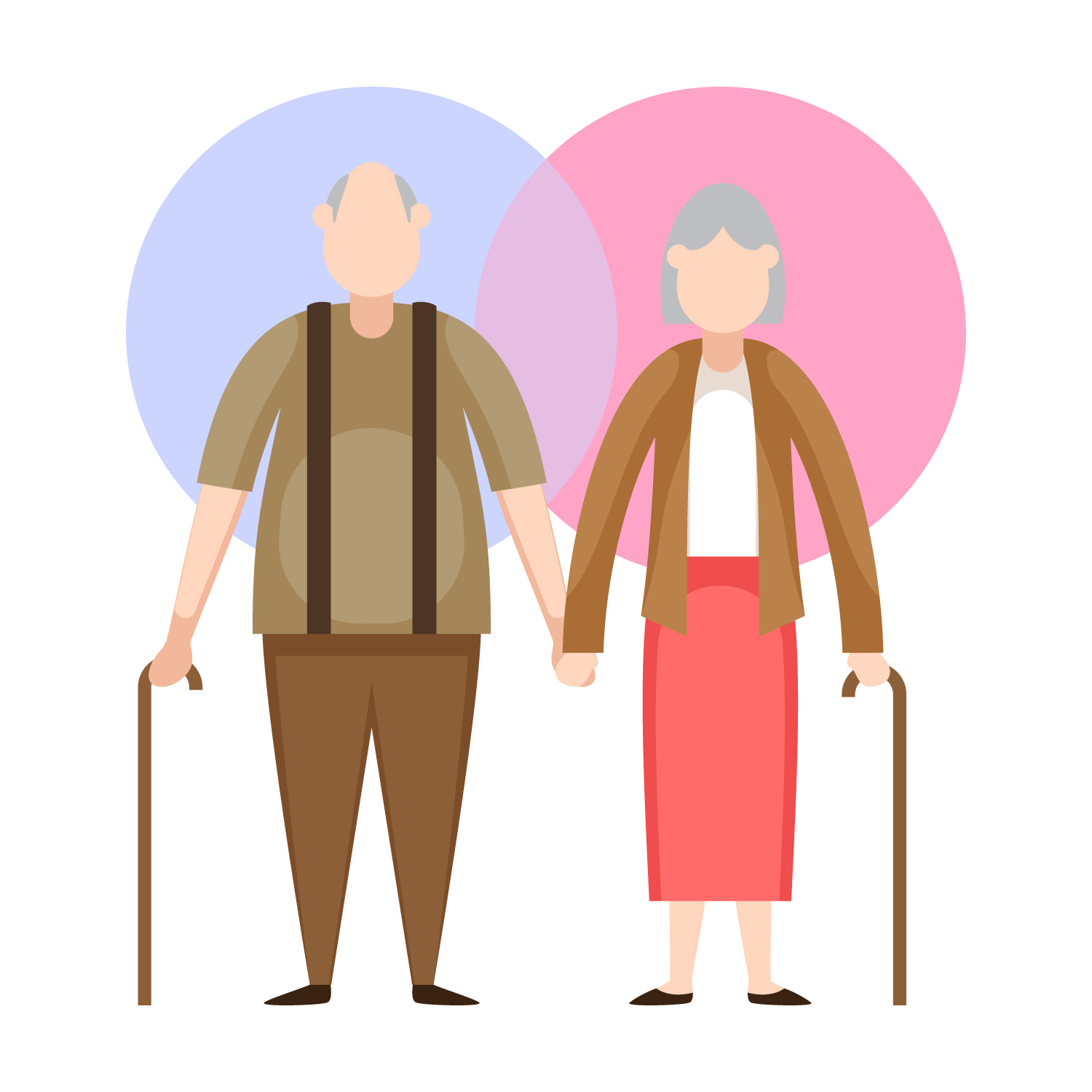 Graphic of elderly man and woman holding hands