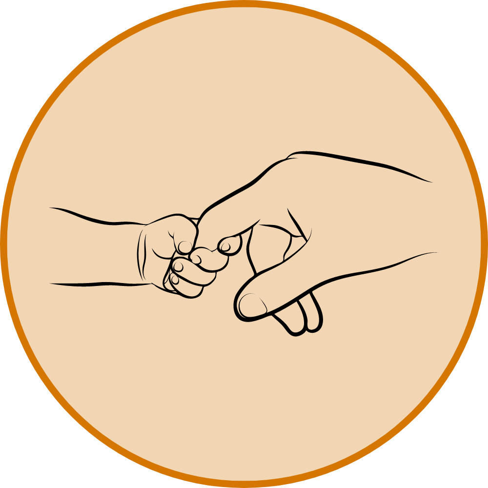 Baby hand holding mothers finger icon for Not What I Expected group