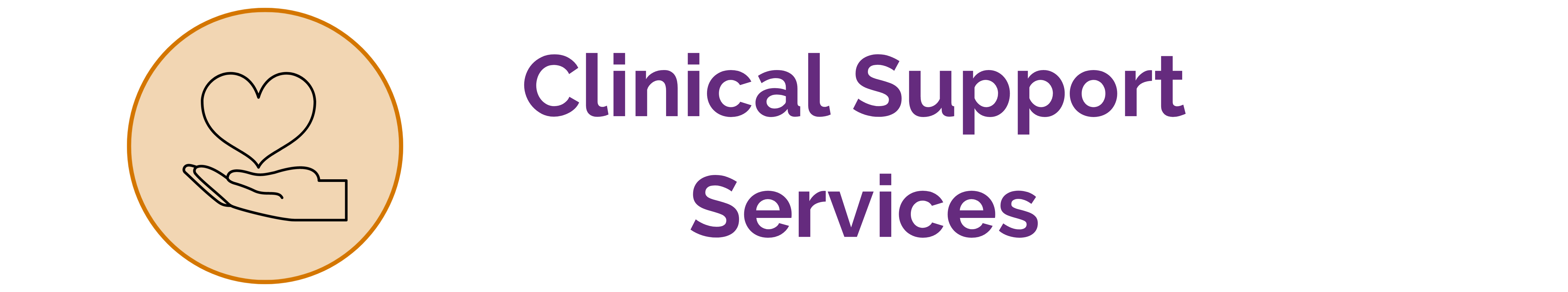 Graphic with a hand and heart with title Clinical Support Services